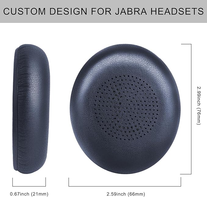 Ear Pads for Jabra Elite 45h - Replacement Ear Cushions for Evolve2 65 40 MS UC USB On-Ear Wireless Headphones - Protein Leather Memory Foam (Navy Blue)