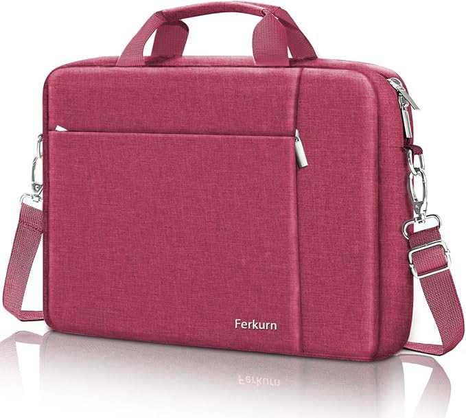 Ferkurn Laptop Bag Case for Women Men Computer Bag Compatible with HP Envy Pavilion Omen/LG Gram/MSI/Dell Inspiron XPS/Lenovo/Acer, Shoulder Strap Carrying Messenger Briefcase, Red, 17 17.3 Inch