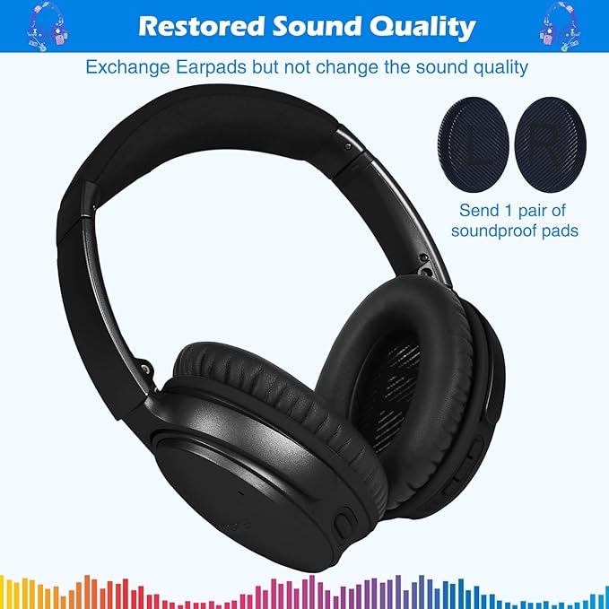 Ear Pads for Bose QuietComfort 35 ii, Premium Softer Leather Replacement Pads for Bose QC35 QC35ii Headphones Ear Pads Quiet Comfort, Noise Isolation Foam, Added Extra Thickness (Black)
