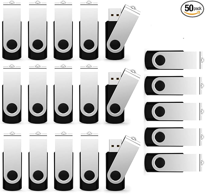 USB Flash Drive 1GB 50 Pack, Bulk USB 2.0 Flash Drives Thumb Drive Swivel Memory Stick Jump Drive Pen Drive,1 gig 50 Pieces
