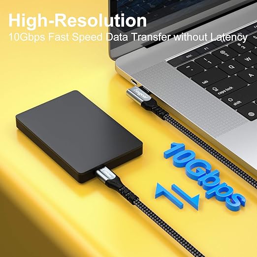 Fasgear 100W USB C to Type C 90-Degree Cable, 2 Pack 6ft USB 3.1 Gen 2 10Gbps Data Power Delivery Cord Compatible for VR Headset,PD Docking Station,Hard Drives,Mac-Book,4K Displays (6ft, Black)