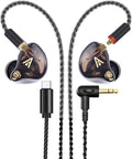 Vibes 201C Wired Earbuds in-Ear Headphones, USB C to 3.5mm Adapter & Braided Cord, Noise Isolating Bass Driven Earphones, Carry Case, Ear Buds Tips, 3.5mm Jack (Clear Brown, No Mic)