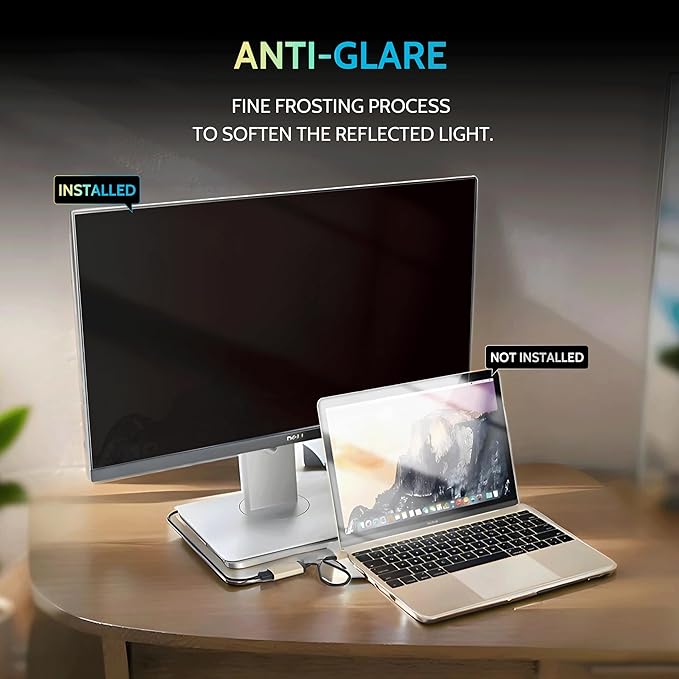 [2-Pack] 23.6 Inch Privacy Screen for Computer Monitor 16:9 Aspect Ratio, Eye Protection Anti Blue Light Glare Shield, 23.6inch Removable Black Blackout Anti Spy Desktop Security Private Filter