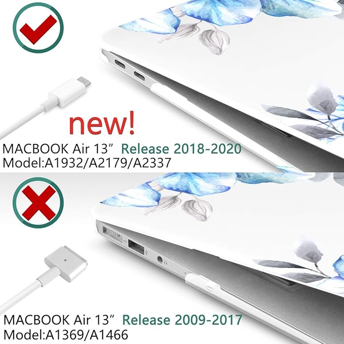 Batianda Case for MacBook Air 13 Inch M1 2020 2019 2018 Release Model A2337 A2179 A1932 with Retina & Touch ID, Floral Series Hard Shell Cover with Keyboard Cover & Screen Protector,Hibiscus Flower