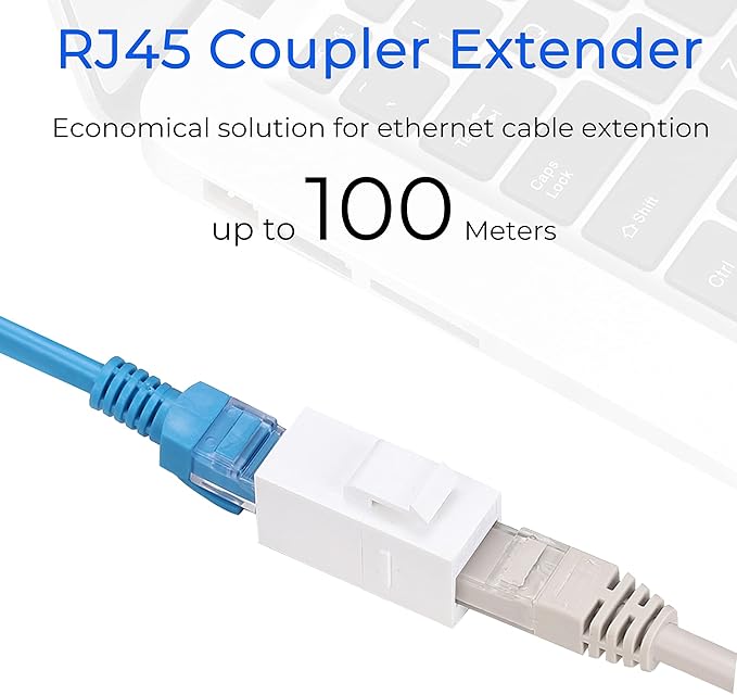 Rapink RJ45 Coupler Inline Adapter Keystone, Female to Female Network Connector 5 Pack for Ethernet Cat6/Cat5e/Cat5 Cable Extender with Gold Plated White