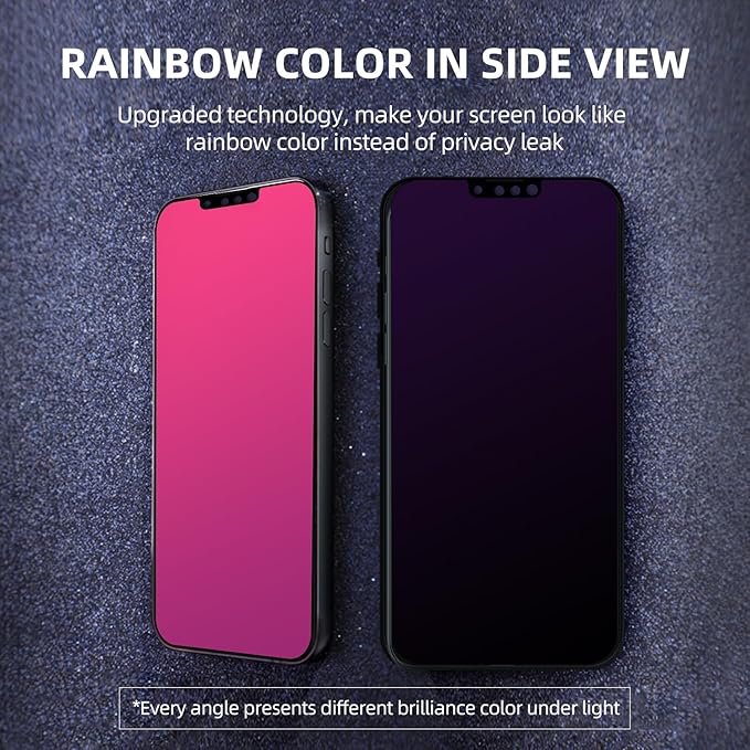 EGKimBa Privacy Screen Protector Compatible with iPhone 13 Mini, 5.4 inch Gradient Colorful Electroplated Anti-Spy Anti-Blue Light Tempered Glass