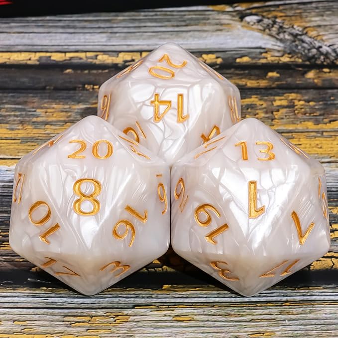 20 Sided DND Dice,D20 Giant Polyhedral Dice,55mm Titan Large Pearl Color D20 Dice,20 Sided Cube D&D Dice Set for Dungeons and Dragons, RPG, MTG Table Games(White Pearl)