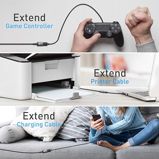 ITD ITANDA 6FT USB Extension Cable USB 3.0 Extension Cord Type A Male to Female 5Gbps Data Transfer for Keyboard, Mouse, PlayStation, Xbox, Flash Drive, Printer, Camera and More, Grey