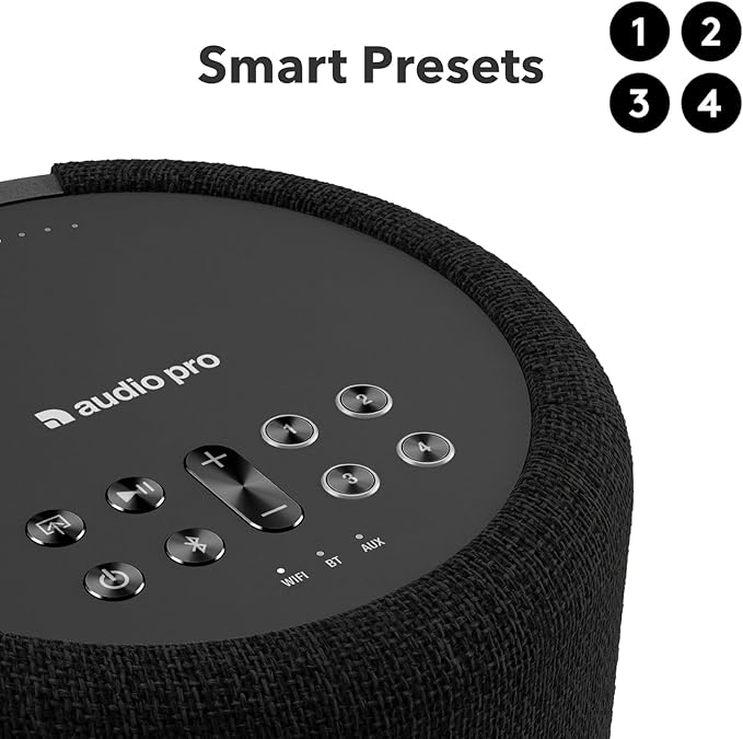 Audio Pro A10 MKII Wireless Multiroom Speaker, WiiM Edition | High Fidelity, Bluetooth, WiFi | Compatible with AirPlay 2, Google Cast, Siri, WiiM Home App, Stream Spotify, Tidal & More, Black