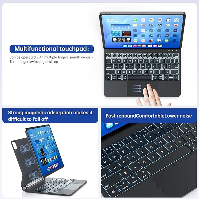 Keyboard Case with Stylus Pen for ipad Air 11-inch (M3 2025,M2 2024)iPad Pro11 in(1st/2nd/3rd/4th Generation) Magic-Style Magnetic Keyboard Case,Multi-Touch Trackpad 10.9” iPad Air 4th/5th Gen.(black)