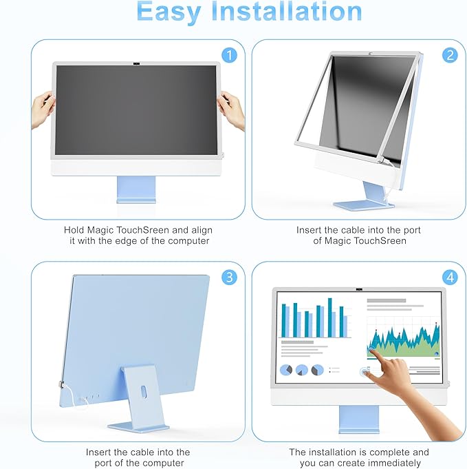 Keenhot Trackpad Touchscreen Frame for iMac, High-Precision Touchpad Support Multi-Gesture, Ultra Slim Touch Screen Activator for 24-inch iMac M1, M3, M4(Stylus Pen Included)