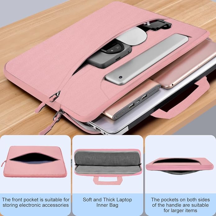Universal Laptop Shoulder Bag 13-17.3 Inch Shockproof Briefcase with Multi-Pockets & Adjustable Strap for MacBook Pro/Air