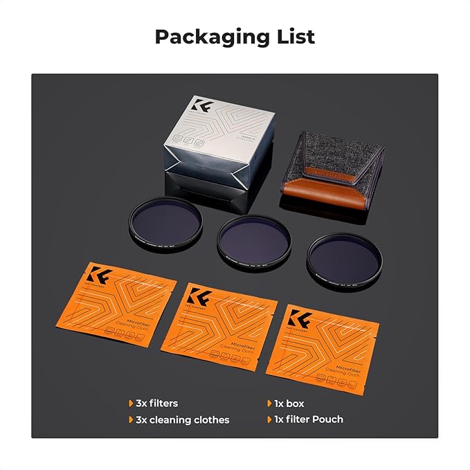 K&F CONCEPT 77mm Star Filters Kit (3 PCS) 4 Points 6 Points 8 Points Cross Screen Starburst Filters Set -18 Layer Coating Ultra Slim Optical Glass Camera Lens Filter with 3 Cleaning Cloth