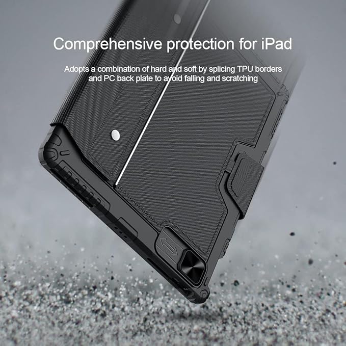 Nillkin iPad Pro 11(1st/2nd/3rd/4th Gen) & iPad Air 5th/4th Generation Case with Keyboard, Magic Trackpad, Rugged Case with Detachable Keyboard, Portrait/Landscape Modes, Camera Cover, Black