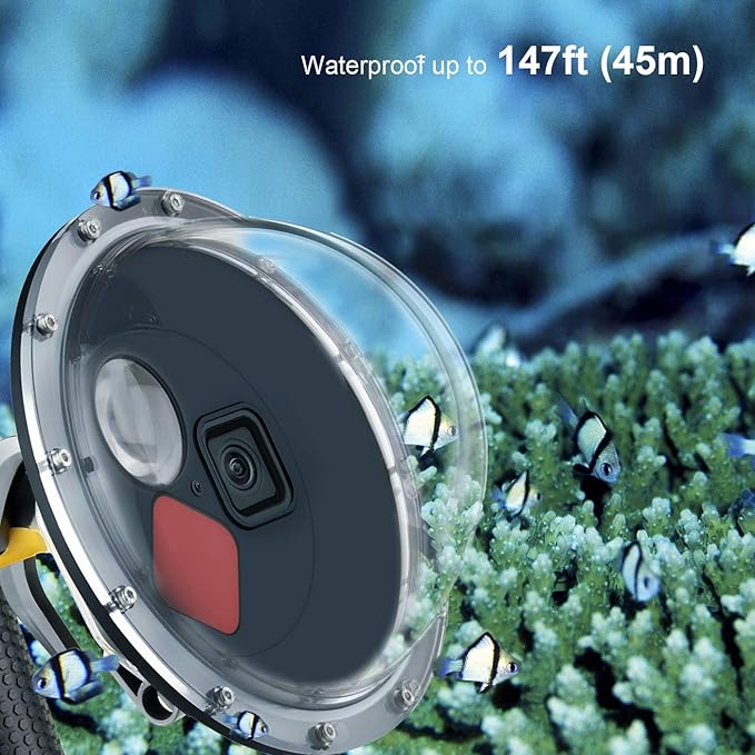 Dome Port for GoPro Hero 13 12 11 10 9 Black, Dome Port Lens with Waterproof Housing Case, Trigger, Floating Hand Grip, Built-in Switchable Red Filter and 10x Macro Filter