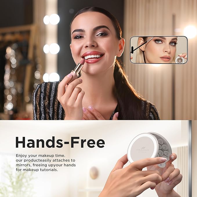 Magnetic Suction Cup Phone Mount for MagSafe Case, Silicone Hands-Free Grip Holder for iPhone and Android, Mirror Shower Phone Stand for Makeup FaceTime Gym Kitchen Bathroom, Stone