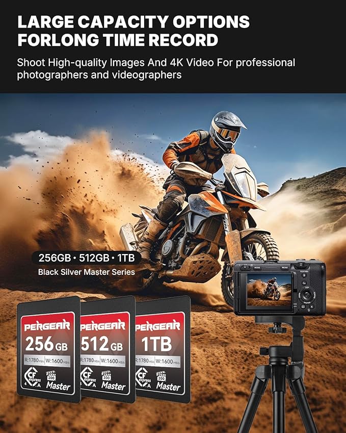 Pergear 512GB CFexpress 4.0 Type A Memory Card VPG200, Up to 1780MB/s Read Speed & 1600MB/s Write Speed for 4K 120P, 8K 30P Video Recording(Master Series), Compatible for Sony Alpha & FX Cameras