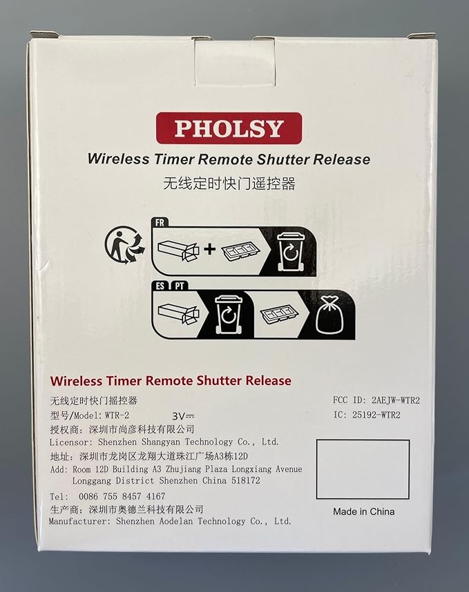 PHOLSY Camera Timer Remote Release Control with Intervalometer HDR for Nikon Z5, Z8, Z9, Z7ii, Z6, Z6ii, D750, D780, D7500, D7200, D5600, D5500, P7700, P7800, P950, D4, D5, D6, D800, D850, D810, D700