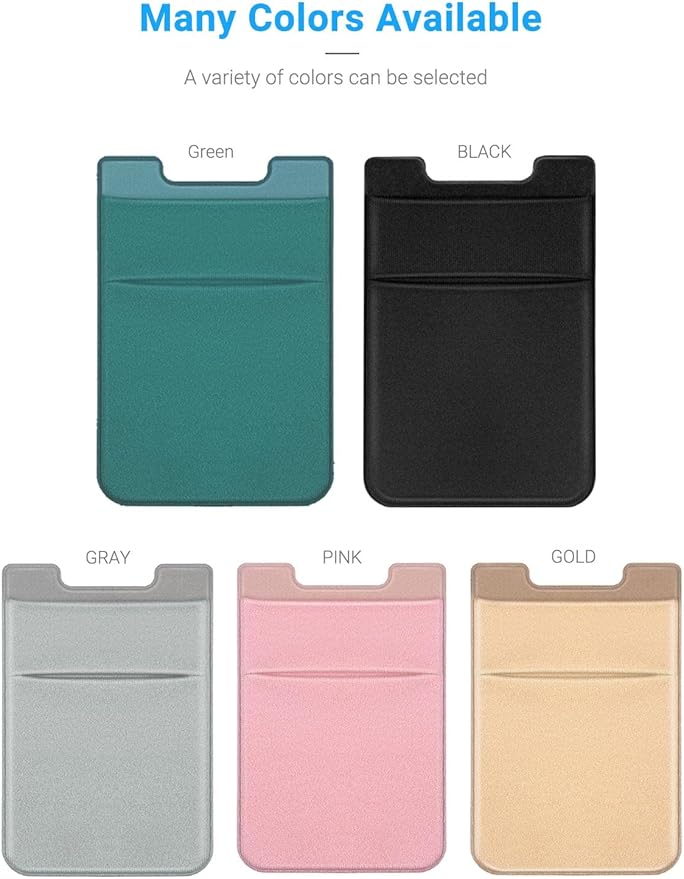 2 Pack Stick On Wallet Sleeve Cell Phone Dual Pocket Card Holder Double Pocket Pouch for iPhone Android Smartphone (2Pack GRAY)