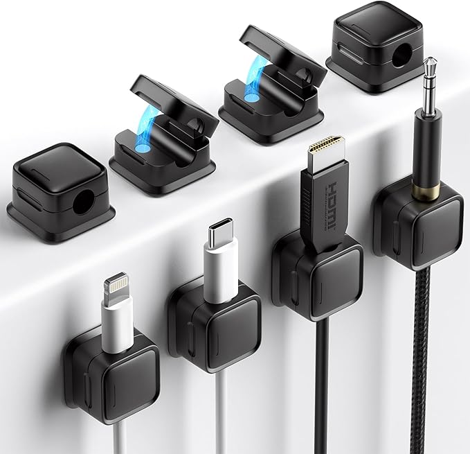 8 Pack Cord Organizer Holder,Costop Strong Adhesive Under Desk Cable Management,Magnetic Cable Clips,Wire Holder Keeper Organizer Neatly for Home,Office,Car,Desk,Nightstand,Desktop