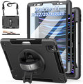 Case for iPad Pro 11 Inch 2022/2021/ 2020/2018: Cover for iPad 11 Inch 4th/ 3rd/ 2nd/ 1st Generation with Screen Protector- Stand- Handle- Shoulder Strap- Pencil Holder Black