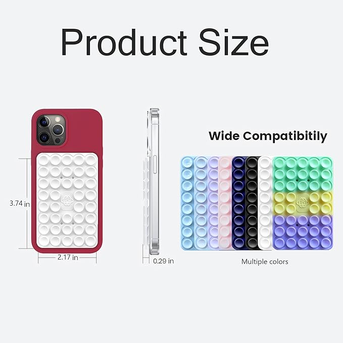 Silicone Double-Sided Suction Phone Grip Detachable Mount - Car Dashboard/Shower Phone Holder, Hands-Free For Selfies & Videos, ASMR- iphone & Android Compatible (Large, Baby Pink+Purple)
