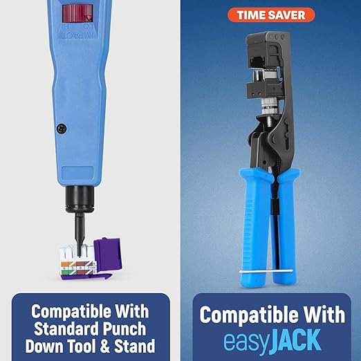 Everest 90° Angled RJ45 Cat5e Keystone Jacks 10-Pack in Purple - Slim Profile Female RJ45 Connectors - Cat 5e Keystone Jack - Compatible with 90° Angled Speed Termination Tool - easyJACK (B094WB91H3)