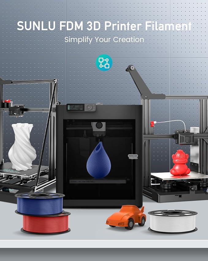 SUNLU Large Spool 5KG PETG Filament, 3D Printer Filament PETG 1.75mm, Less Stringing Good Layer Adhesion High Toughness, Big Roll Filament, 5kg Spool(11 lbs), Black