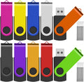 EASTBULL Flash Drives Bulk 32GB USB Thumb Drive 10 Pack USB 2.0 Memory Stick Swivel Pen Drive with Lanyard for Storage and Backup (32 GB 10 Colors)