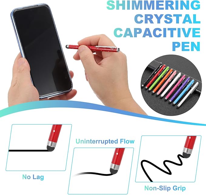 PATIKIL Stylus Pens for Touch Screens, 6 Pcs High Precision Universal Bling Stylus Crystal Metal Capacitive Pen for Touch Screen Devices Phone Tablets Laptop, Blue
