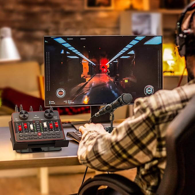 Podcast Equipment Bundle for 2 Mic Tiktok Video Content Creator Kit, Audio Interface DJ Mixer Sound Card/Board Condenser Microphone for Studio Smartphone/PC/Laptop Broadcast Recording/Live Stream