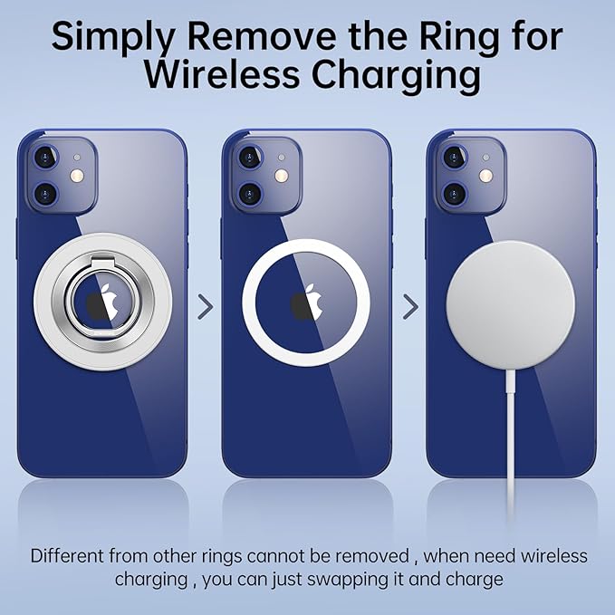 Magnetic Phone Ring Holder for MagSafe, Syncwire Magnetic Phone Ring Grip Finger Kickstand with Two-Sided Magnets Compatible with iPhone 16 Pro Max 15 14 13 12, Android, MagSafe Accessories, White