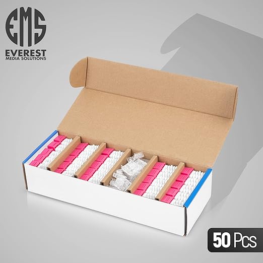 Everest 90° Angled RJ45 Cat6 Keystone Jacks 50-Pack in Pink - Slim Profile Female RJ45 Connectors - Cat 6 Keystone Jack - Compatible with 90° Angled Speed Termination Tool - easyJACK (B094WB91H3)