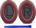 SoloWIT Replacement Earpads Cushions for Bose QuietComfort 35 (QC35) & Quiet Comfort 35 II (QC35 ii) Headphones, Ear Pads with Softer Leather, Noise Isolation Foam, Added Thickness (Burgundy)