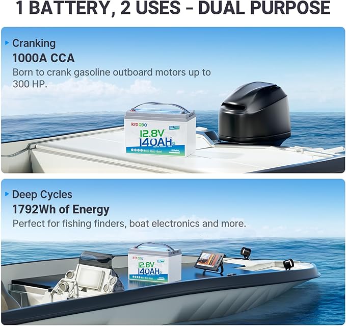 Redodo 12V 140Ah Dual Purpose Lithium Marine Battery, 1000CCA Group 31 Bluetooth Starting Battery with Self Heating, 3 Pack