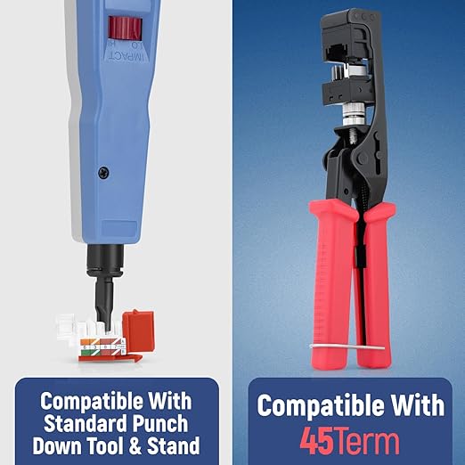 Everest 45° Angled RJ45 Cat6 Keystone Jacks 50-Pack in Orange - Slim Profile Female RJ45 Connectors - Cat 6 Keystone Jack - Compatible with 45° Angled Speed Termination Tool - 45Term (B0BL3GS7ZY)