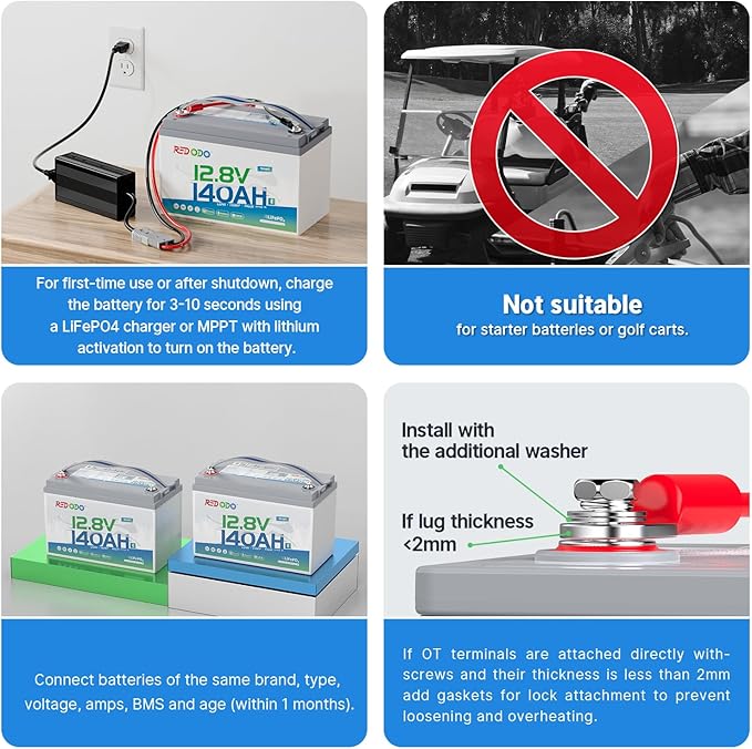 Redodo Smart Bluetooth 12V 140Ah LiFePO4 Battery, Group31 Lithium Battery, 10 Years Lifetime, 150A BMS, Real-Time Monitoring, Perfect for RVs, Marine, Boat, Solar and Off Grid 2 Pack