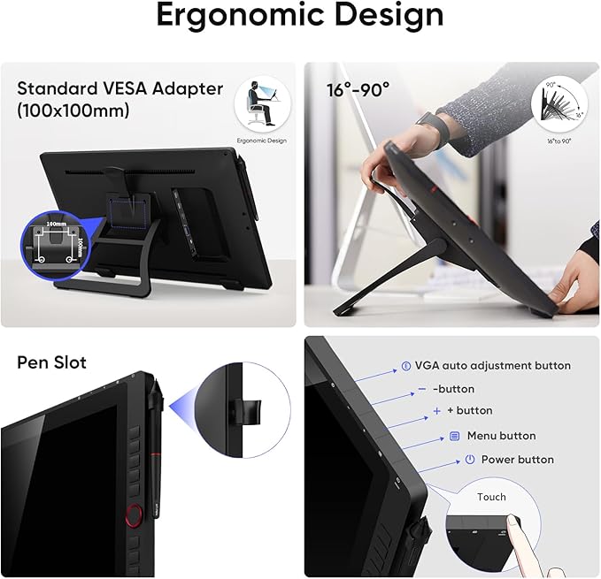XPPen Artist 24 Pro 2.5K QHD Drawing Tablet with Screen,16.7M Colors Graphics Tablet with 8192 Pen Pressure Battery-Free Tilt Stylus & 20 Shortcut Keys for Windows, Mac, Chrome, Linux, 23.8"
