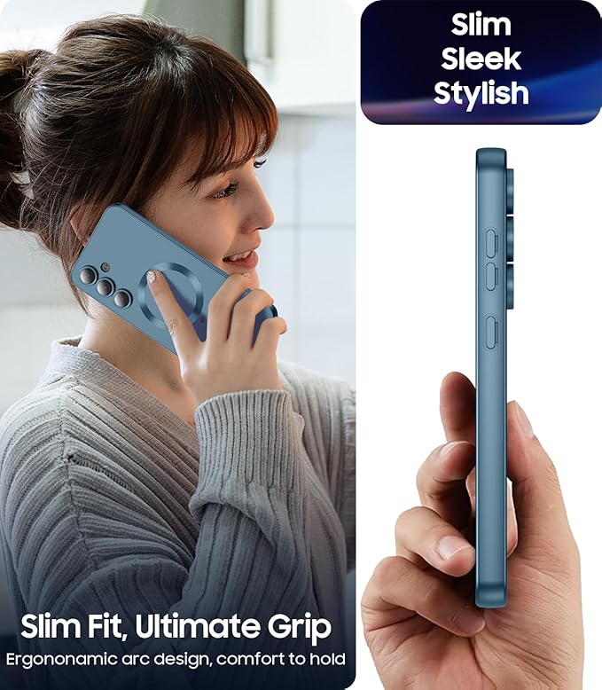 Magnetic for Samsung Galaxy S25 Case [Compatible with MagSafe][Built-in Camera Lens Protector] Slim Soft Silicone Bumper Shockproof Metallic Luster Phone Shell (Green)