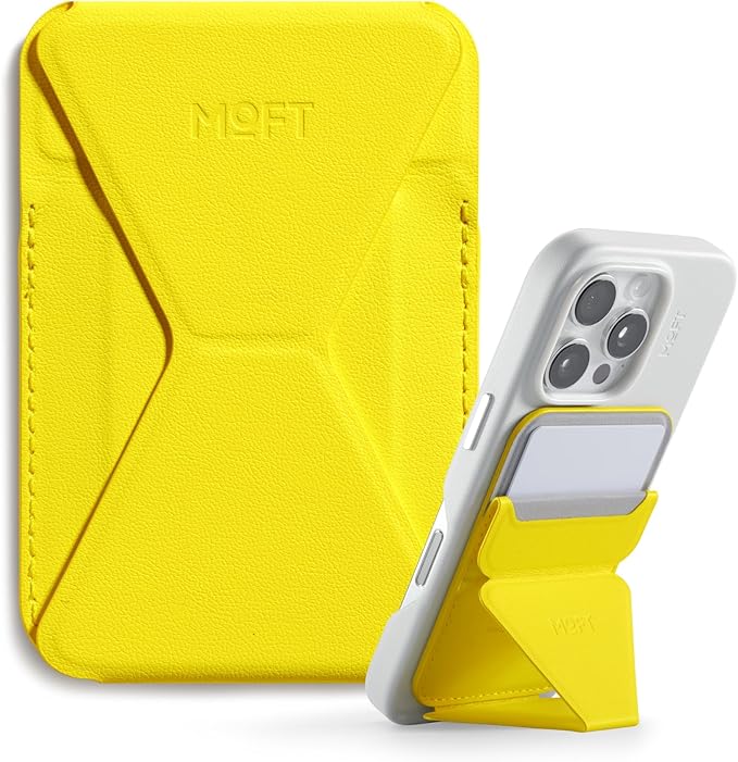 MOFT Magnetic Wallet Stand Compatible with iPhone 16/15/14/13/12 Series, Angle Adjustment & Magsafe Compatible MOVAS Phone Stand, Neon