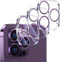 UniqueMe [3 Pack] Compatible for iPhone 14 Pro Max/iPhone 14 Pro Camera Lens Protector Tempered Glass,[Case Friendly][Scratch-Resistant][Night Shooting Mode]-Glitter Purple