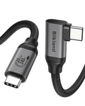 Silkland USB C Monitor Display Cable Right Angle 6.6FT/2M [5K/4K@60Hz 8K@30Hz], 90 Degree USB C 3.2 Gen 2x2 Video Cable, 20Gbps Data Transfer, 240W Fast PD Compatible for MacBook, iPad, iPhone 16