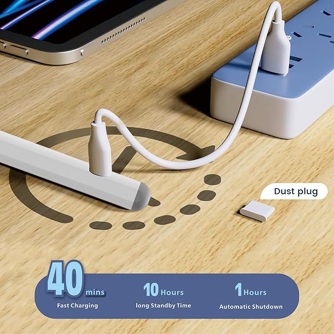 Stylus Pen for iPad11/10/9thGen,with Polishing Cloth,Tilt Sensitivity,Palm Rejection,for Pad Air11/13inch(M3/2), iPad Pro11/13/inch (M4),iPad Mini6/5th,iPad Pro 11/12.9 inch