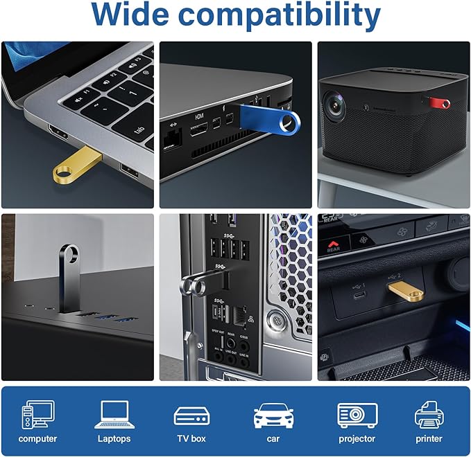 Customizable Flash Drives 128MB, Wooolken Personalized USB 2.0 Thumb Drives 10/20/50/100 Pack, Logo Pendrive Custom Memory Stick USB Engraved Logo (Metal)