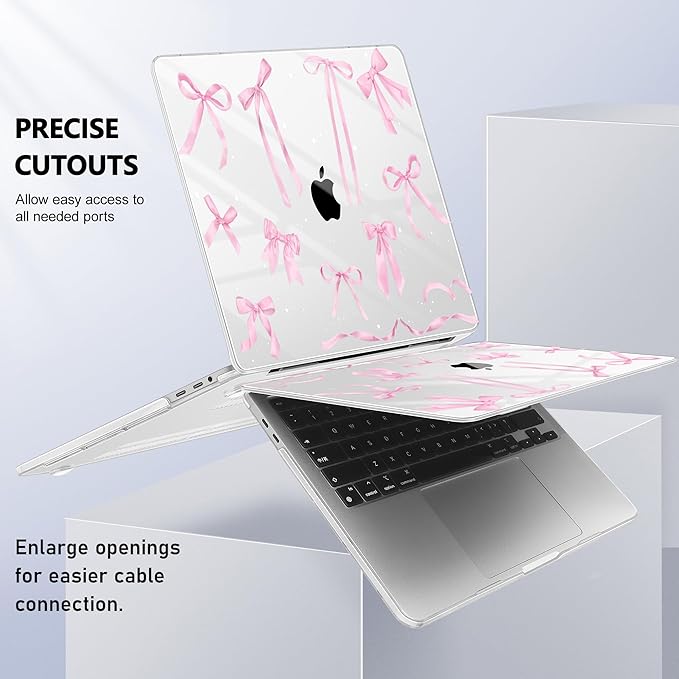 for MacBook Pro 16 inch Case 2019 2020 Release Model A2141, Plastic Hard Shell Cover with Keyboard Cover & Screen Protector for MacBook Pro 16 inch with Touch Bar & Touch ID, Bowknot