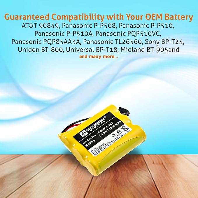 Synergy Digital Cordless Phone Battery, Compatible with Rayovac RAY77 Cordless Phone, (NI-CD, 2.4V, 700 mAh) Ultra High Capacity, Replacement for Sony BP-T50 Battery