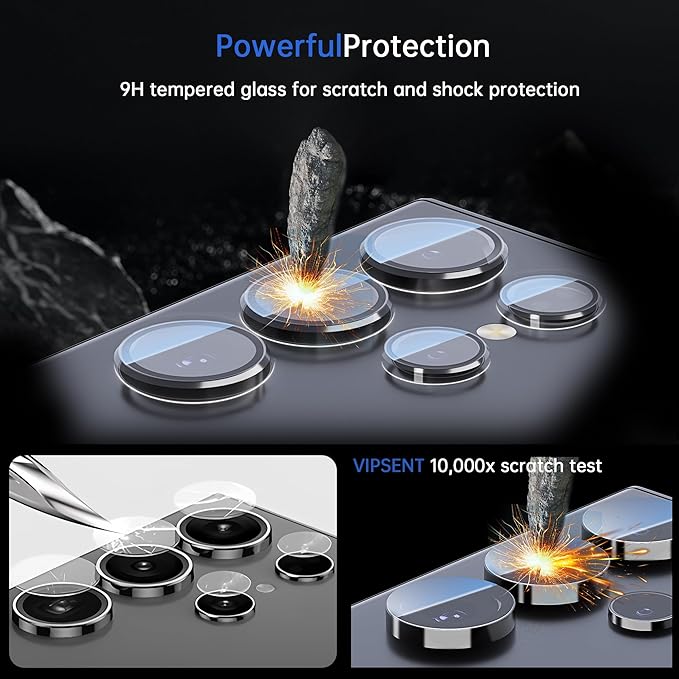 For Samsung Galaxy S25 Ultra Camera Lens Protector, Individual Lens Protector, Ultra HD 9H Tempered Glass Screen Protective Cover, Anti-scratch, Military Grade Drop Protection 2 Set. (Clear, S25 Ultra)