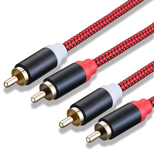 RCA Cable 12Ft,2Rca Male to 2-Rca Male Audio Stereo Subwoofer Cable [Hi-Fi Sound] Nylon-Braided Auxiliary Audio Cord for Home Theater, HDTV, Amplifiers, Hi-Fi Systems,Speakers and etc(12Ft/4M)