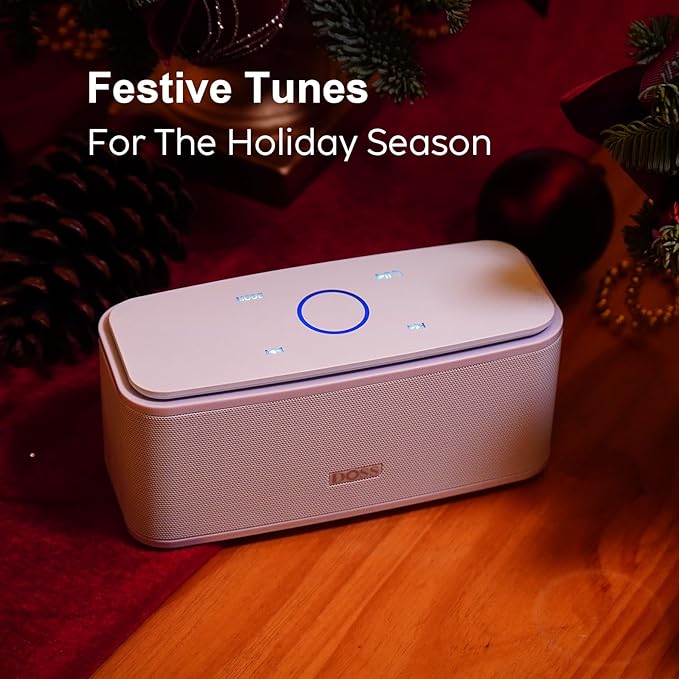 DOSS SoundBox Touch Wireless Bluetooth Speaker with 12W HD Sound and Bass, IPX5 Water-Resistant, 20H Playtime, Handsfree, Portable for Office, Home, Outdoor, Travel-White