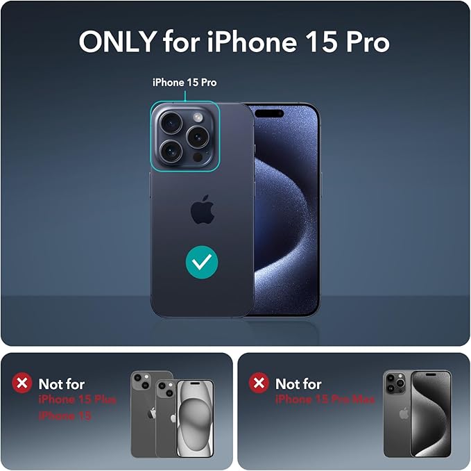 ESR 3+1 Pack for iPhone 15 Pro Screen Protector, [9H Hardness] [Military Grade Shatterproof] Full Coverage Ultra-tough Tempered Glass Film with Easy Installation Frame, 1 Set of Camera Lens Protector